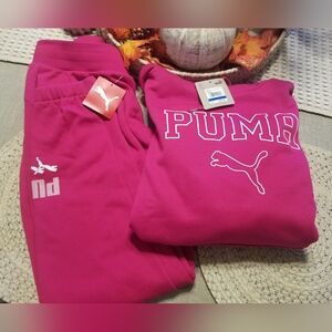 Puma Pink Hoodie & Sweatpants Medium Sweatpants,  Large Hoodie NEW Tag On